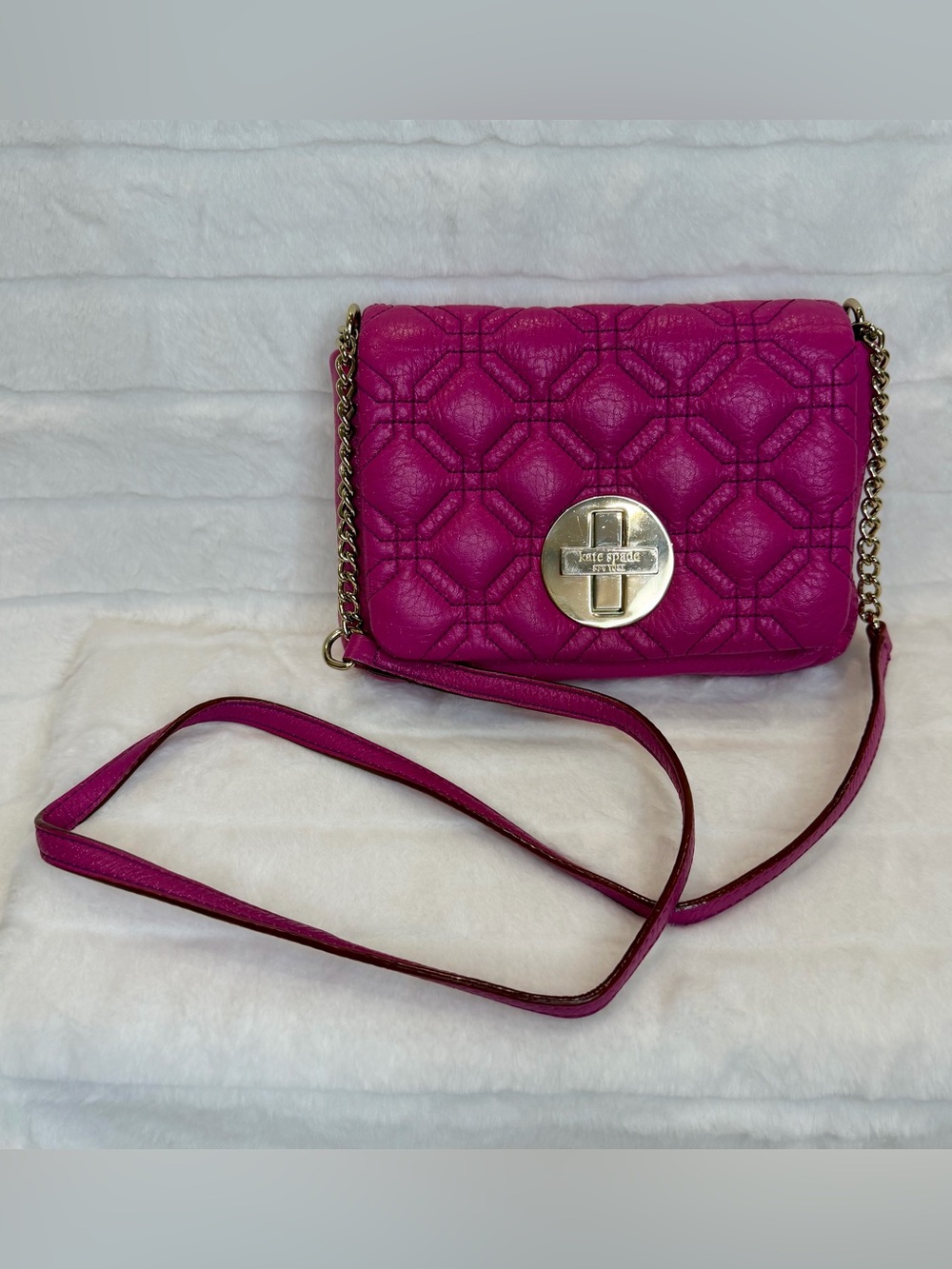 kate spade Astor Court Naomi Quilted Leather Hot Pink Crossbody Bag